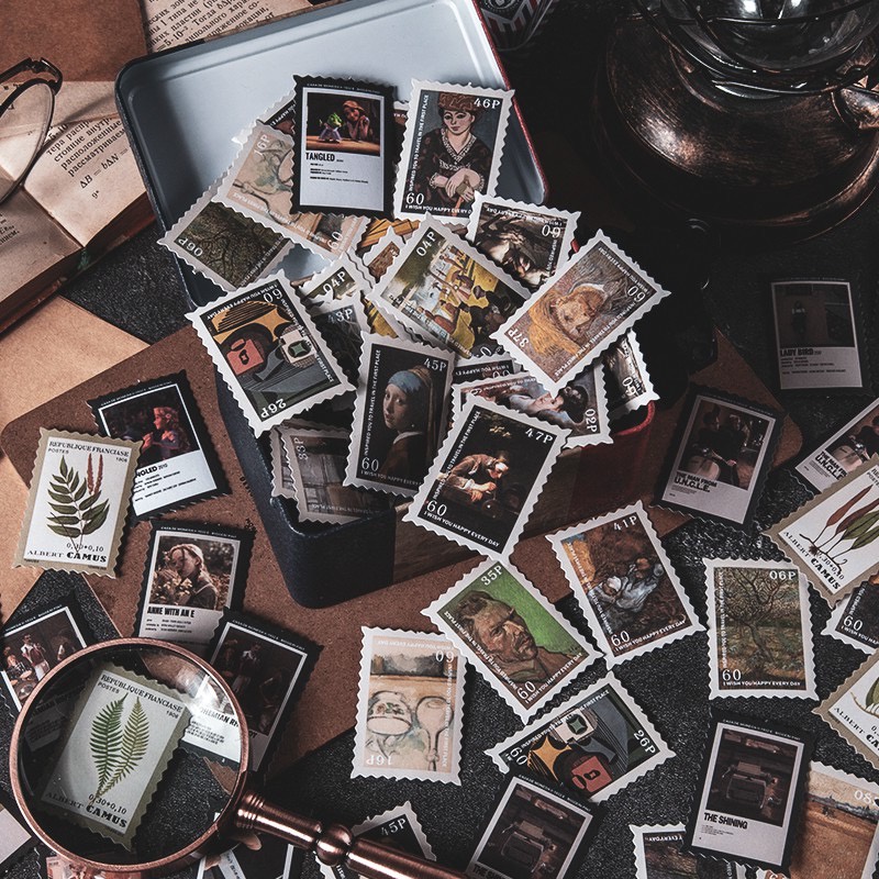 

DIY0100 10 pcs sticker perangko stamps vintage untuk journaling stationary supplies bullet journal