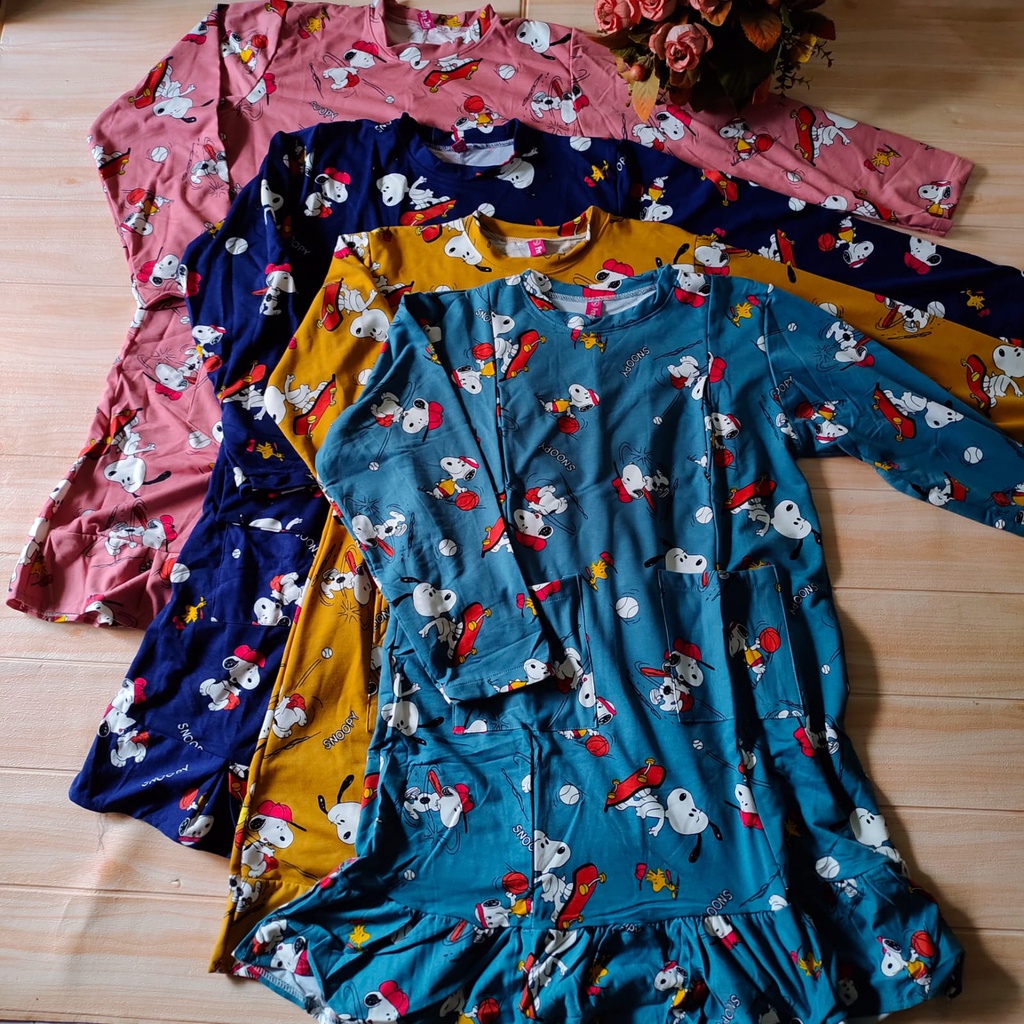 Tunik rumbai jumbo oversize ibu menyusui Snoopy