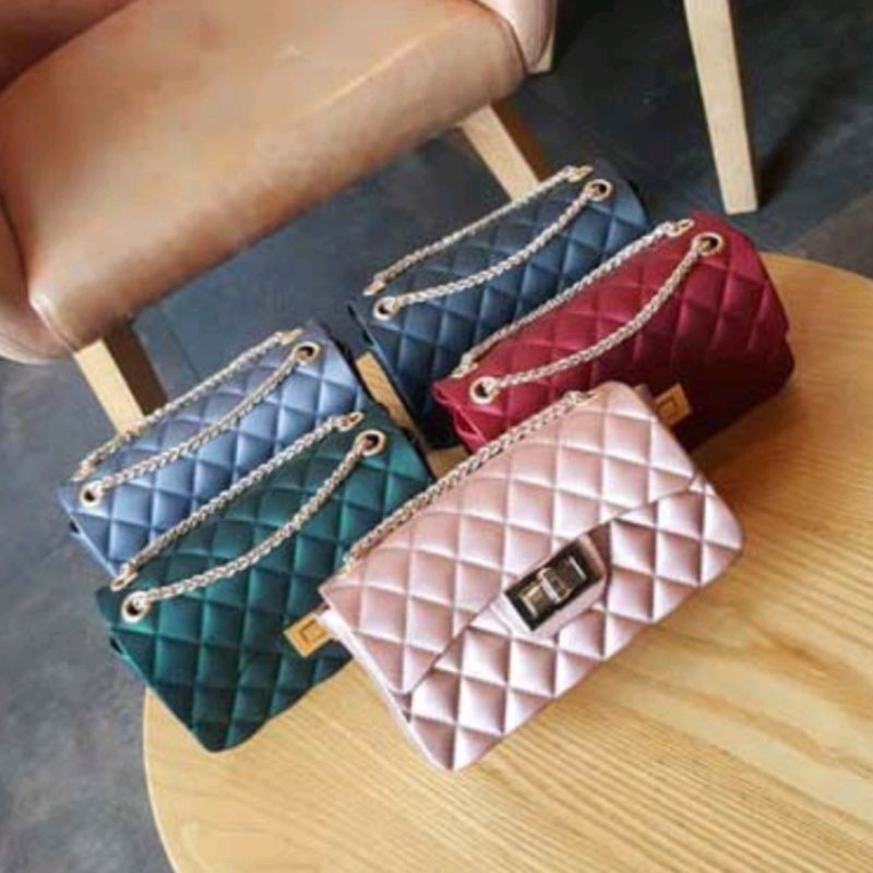 TW1826 Tas Selempang Jelly Impor Tali Rantai  Tas Cewe Kekinian