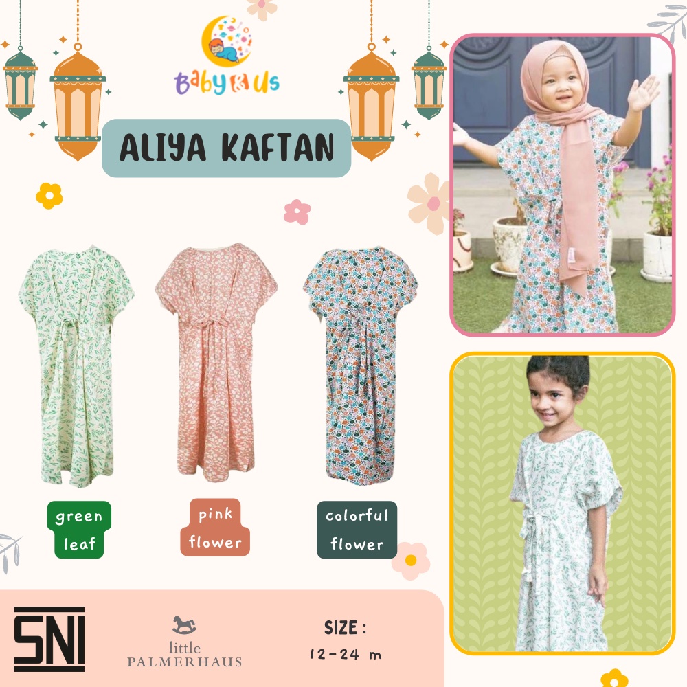 Little Palmerhaus Aliya Kaftan - Baju Muslim Kaftan Bayi Perempuan 12-24 bulan, 2-3 tahun, 4-5 tahun