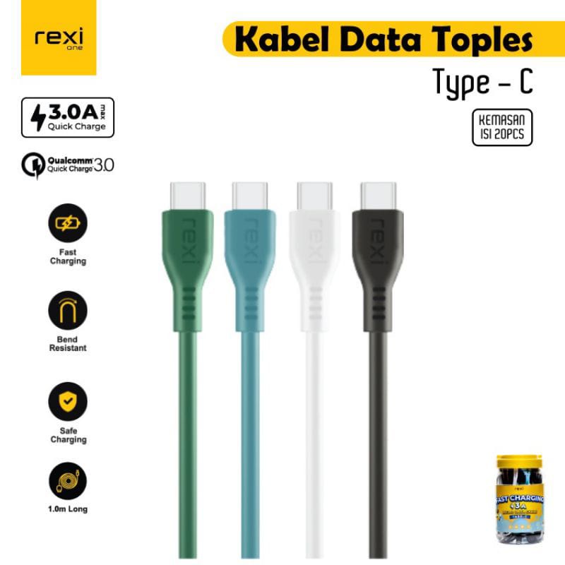 KABEL DATA REXI TA20 MICRO TYPE C DAN LITHNING FAST CHARGING 3.A CABLE DATA REXI 1 METER CABLE HARGA PER 1 PCS