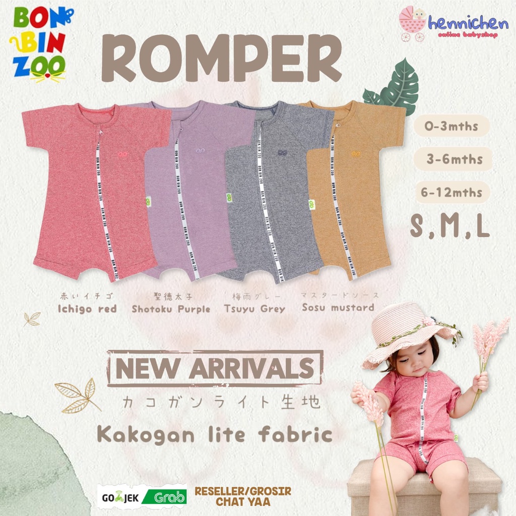 Romper BonBinZoo 0-3 tahun Motif Granit / Jumspuit Bayi / Sleepsuit Resleting part 2