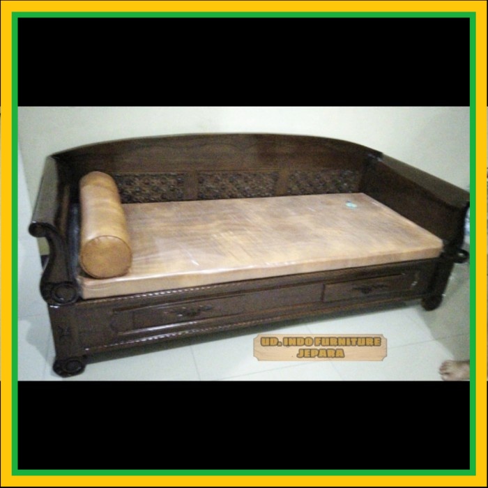 daybed bale bale kursi tamu panjang resban kayu jati Jepara + busa