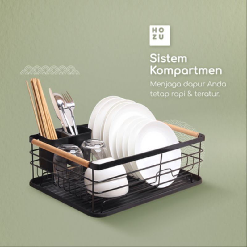 HOZU RAK PIRING DENGAN GAGANG KAYU