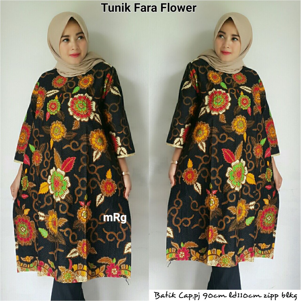 BUSANA BATIK WANITA JUMBO,TUNIK BATIK MODERN,BATIK SOLO MODERN,BATIK TUNIK TERBARU