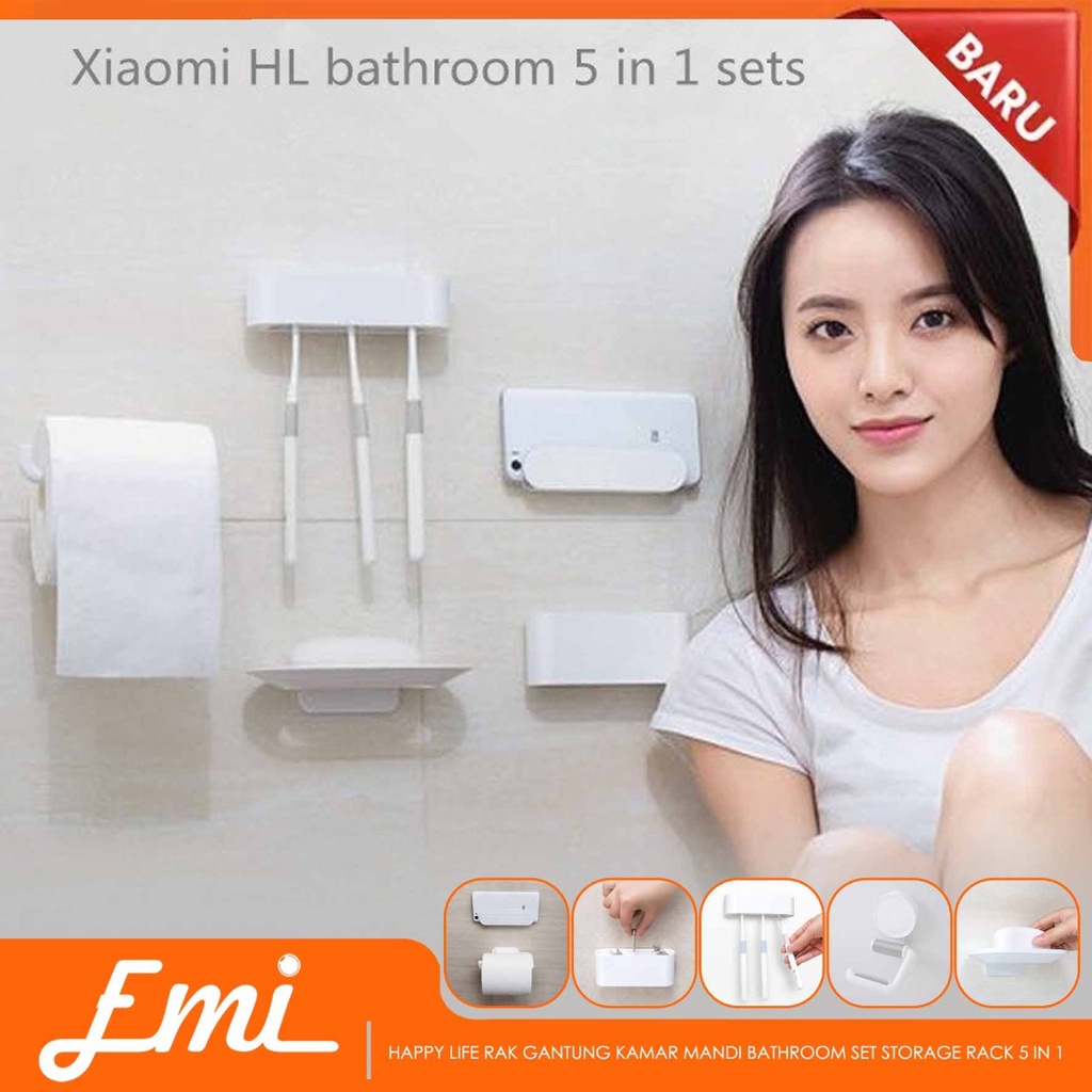 Happy Life Rak Gantung Kamar Mandi Bathroom Set Storage Rack 5 in 1