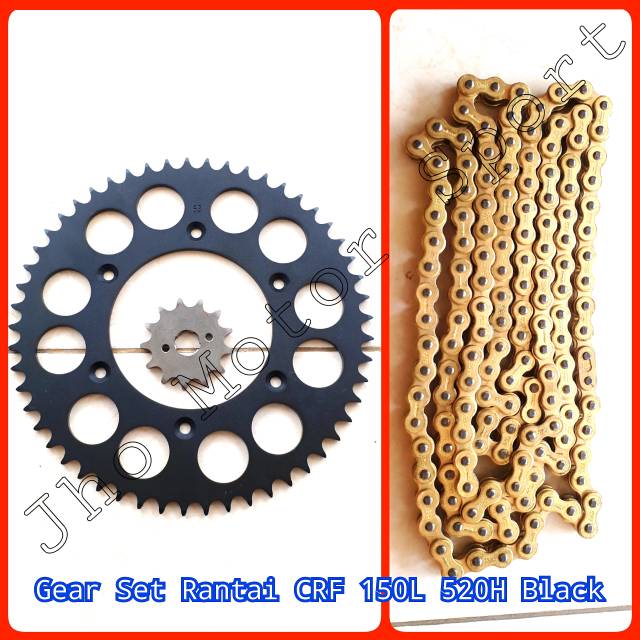 Gear Set Rantai CRF 150L 520H Hitam Ekonomis