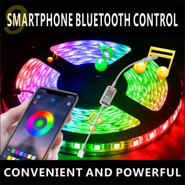 Paket LED Strip Rgb 3528 5050 IP33 IP44 Bluetooth Controller Wireless 5 meter Warna Warni Apps 5m