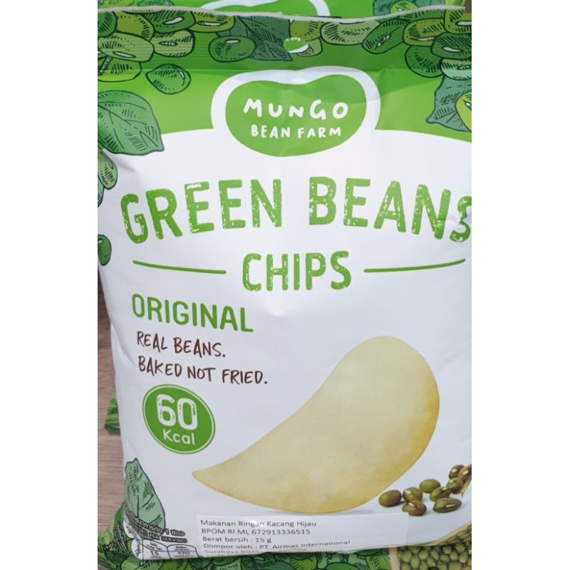 

Green Bean Chips merk Mungo Bean 15 Gr 60 Kcal