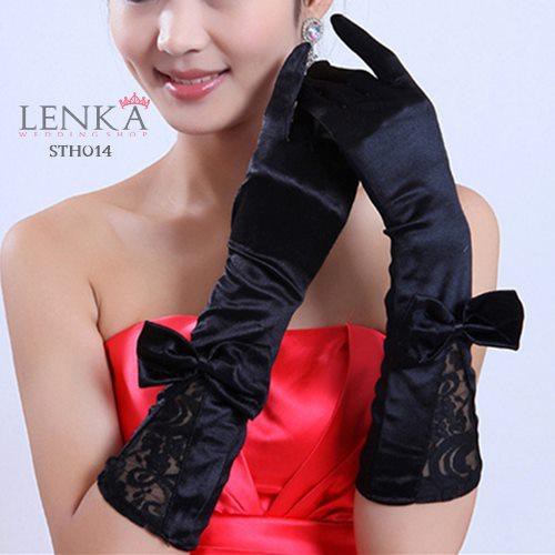 [PALING LARIS] SARUNG TANGAN LACE PESTA BROKAT WEDDING GLOVES FULL HITAM STH014