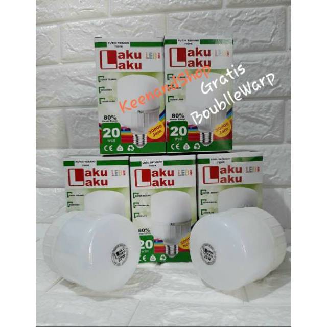 (GRATIS BoubleWarp) Lampu LED 20 watt kapsul Putih Super Terang