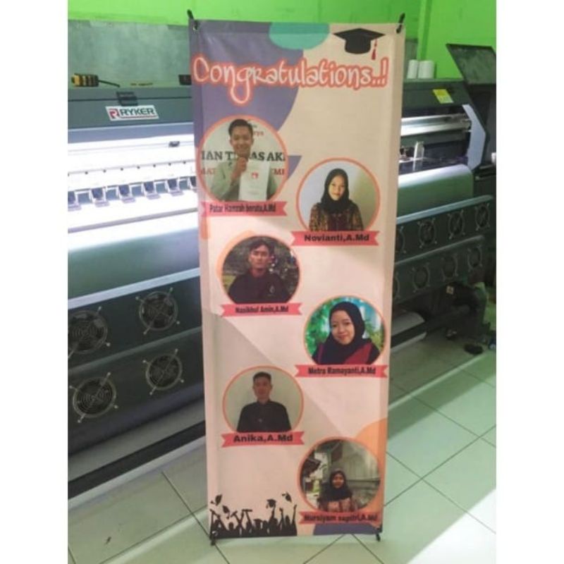 PAKET X-Banner XBanner X Banner Print Spanduk Flexi Plus Tiang Ukuran Standar 60x160