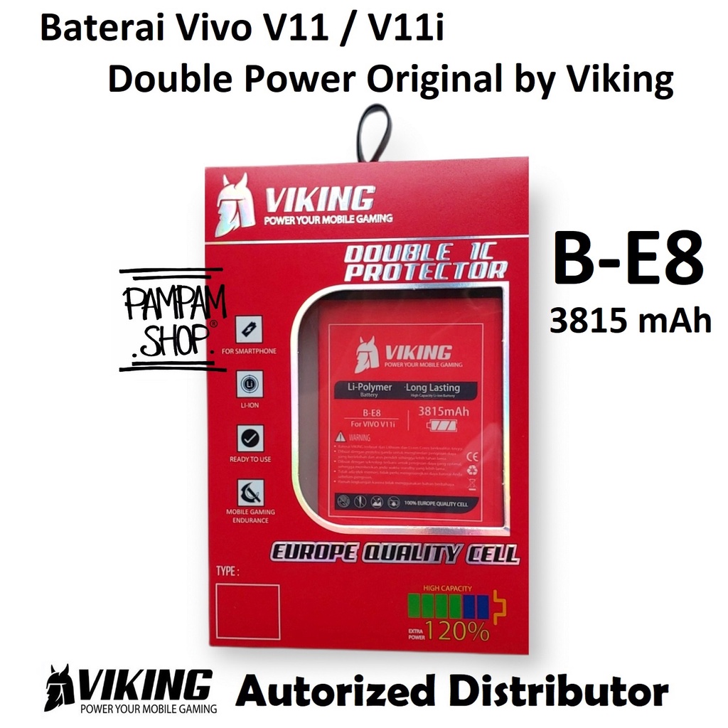 Baterai VIKING Double Power Original Vivo V11 V11i B-E8 BE8 Batre Batrai Battery Handphone HP Ori