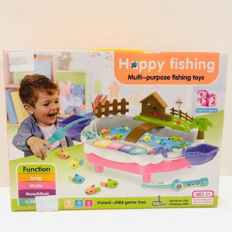 Mainan Happy Fishing pancingan nyala &amp; musik fishing game TANPA SELUNCURAN