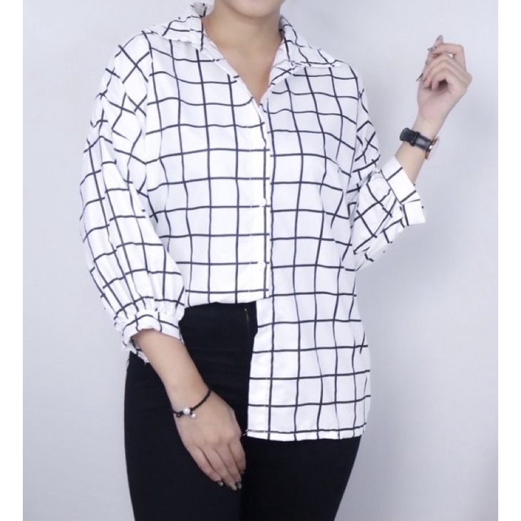 RD FASHION KEMEJA GUILEN OVERSIZE SHIRT BAHAN KATUN KOTAK YANDETH FIT L-SEGI PUTIH