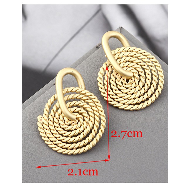 LRC Anting Tusuk Fashion Gold Plated Gold Disc S925 Silver Needle Earrings Y62795