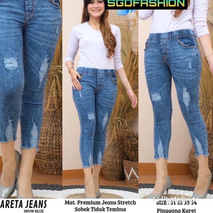 [TO1303] (27-38)NEW PRODUK MARETA JEANS SNOW PINGGANG FULL KARET 369DHS