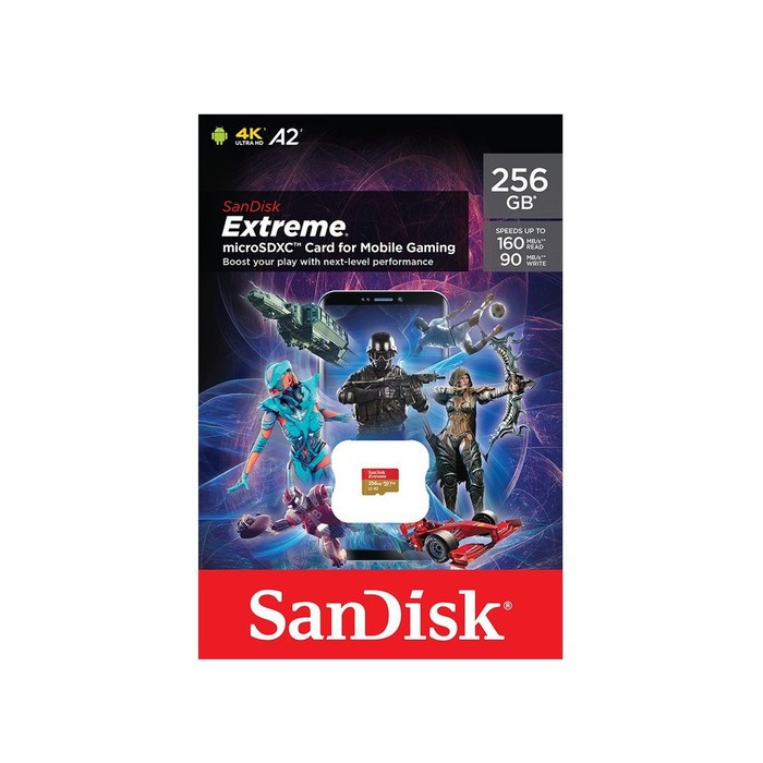 Memory 256GB 190mbps | Micro SD 256 GB Gaming | SanDisk Extreme MicroSD Card for Mobile Gaming UHS-I Cards 256GB up to 190mbps - Garansi Resmi