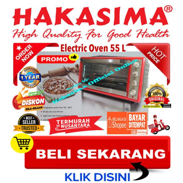 [GARANSI 1 thn] HAKASIMA OVEN 55 LITER PROMO BIG SALE OVEN LISTRIK FREE ONGKIR+PACKING KAYU