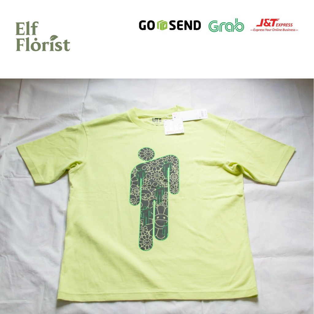 Uniqlo Pria T-Shirt UT Billie Eilish x Takashi Murakami - Green