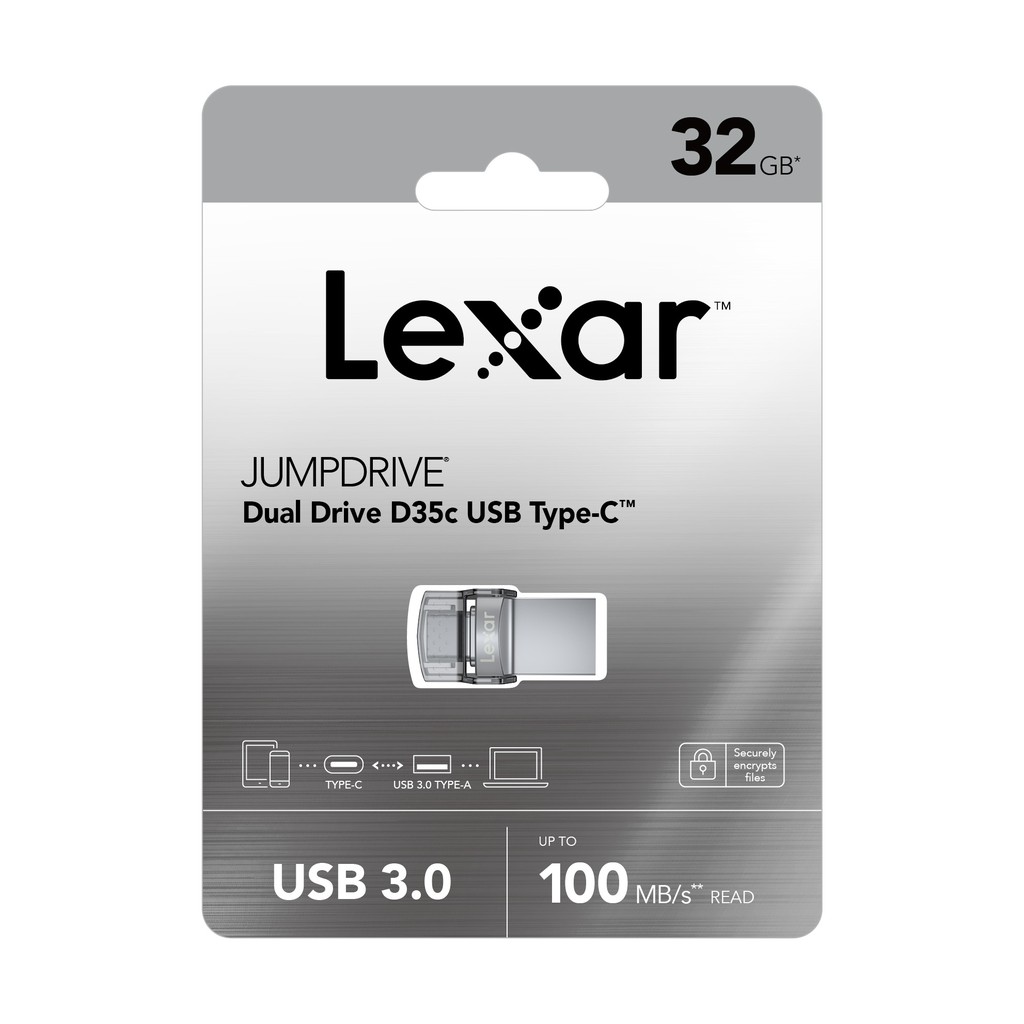 Flashdisk Dual Drive Type-C Lexar 32GB D35C USB 3.0 - Garansi Resmi