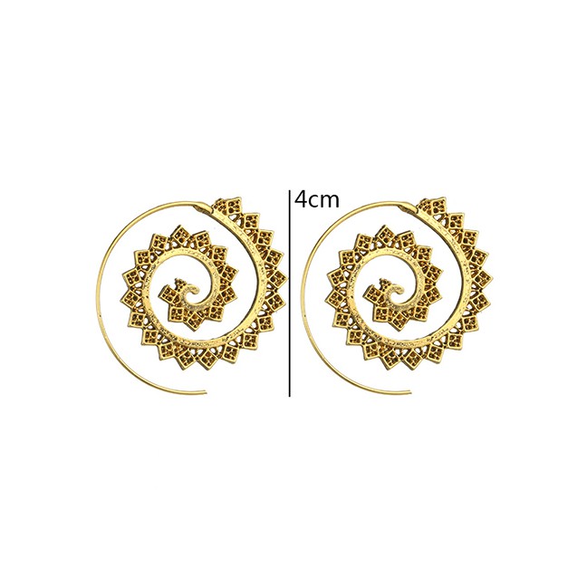 LRC Anting Tusuk Fashion Gold Inverted Four-corner Vortex Gear Earrings F59324