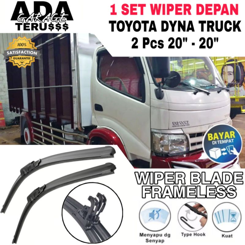 Wiper Blade Frameless Mobil Truck Toyota Dyna Sepasang Ukuran 20" & 20" Full Karet Anti Baret Pember