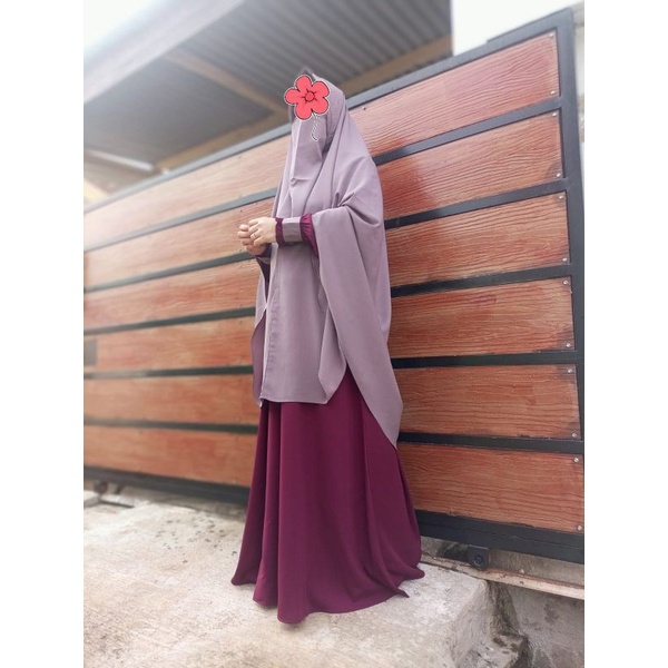 Gamis syari wolfis wolpeach wolpis kombinasi set khimar cadar murah