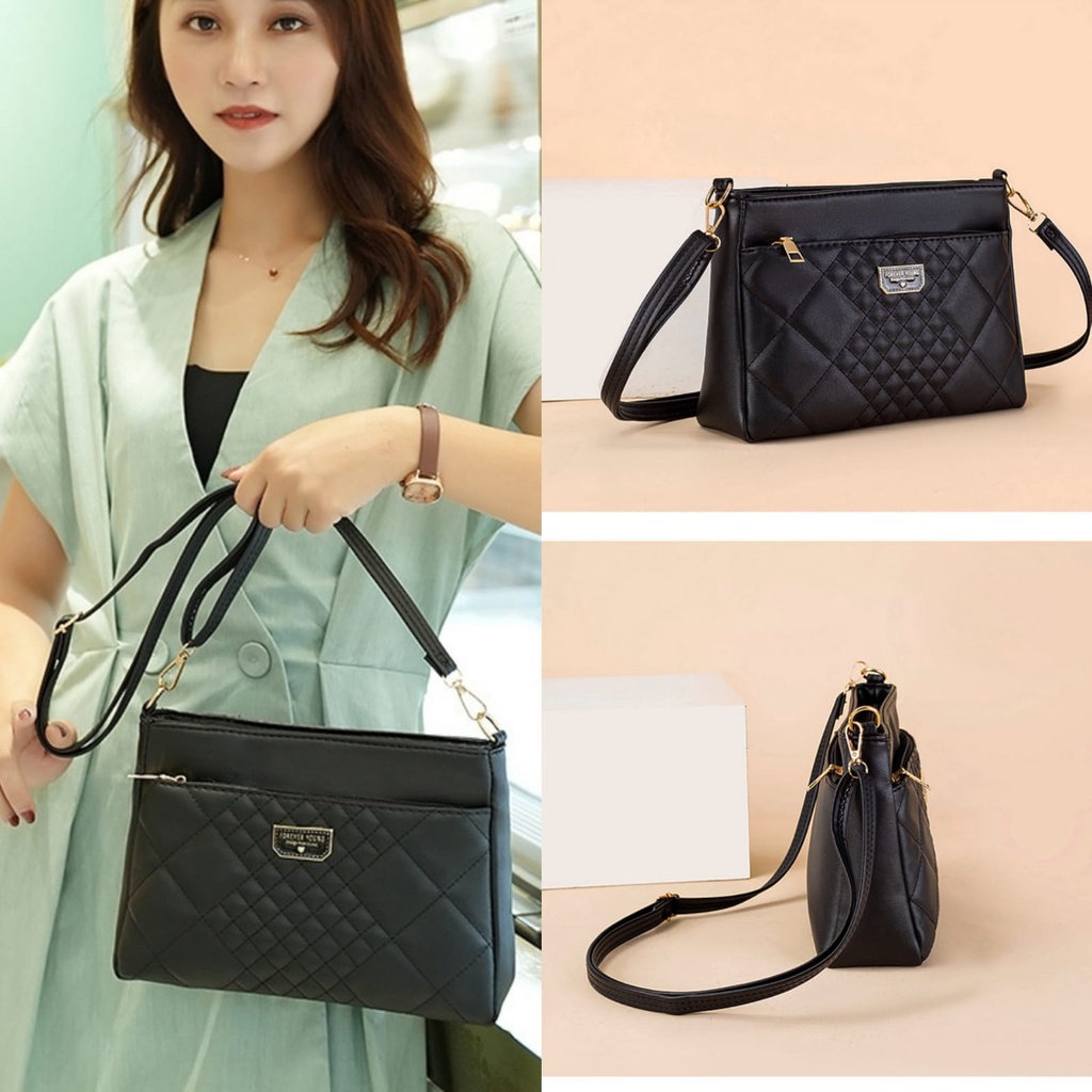 TAS SELEMPANG WANITA IMPORT FOREVER YOUNG KULIT HITAM REBENIA TA644B5 FASHION KOREA PREMIUM SLING BAG REMAJA KEKINIAN BRANDED CEWEK MURAH