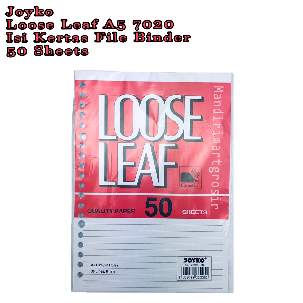 Loose Leaf A5 7020 *Joyko * Isi Kertas File Binder * 50 Sheets