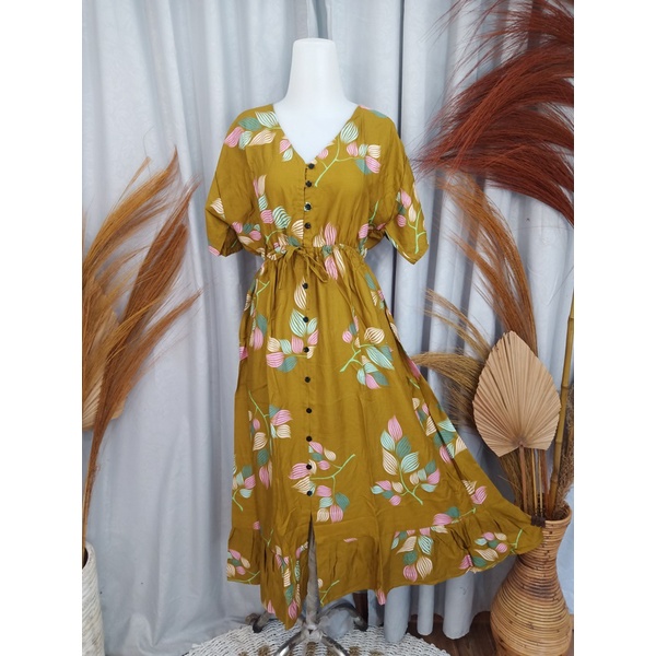 DASTER BALI SENORITA PANJANG BUSUI FRIENDLY-Daun Olive