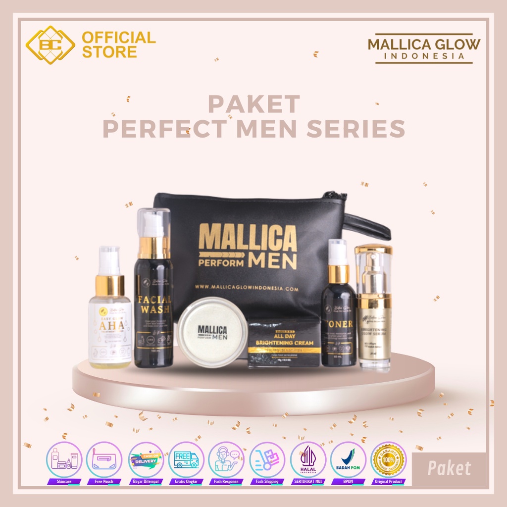 [Bakung Cosmetics] Mallica Glow Paket Perfect Men Series/ Skincare/ Perawatan Kulit Wajah Pria (COD)