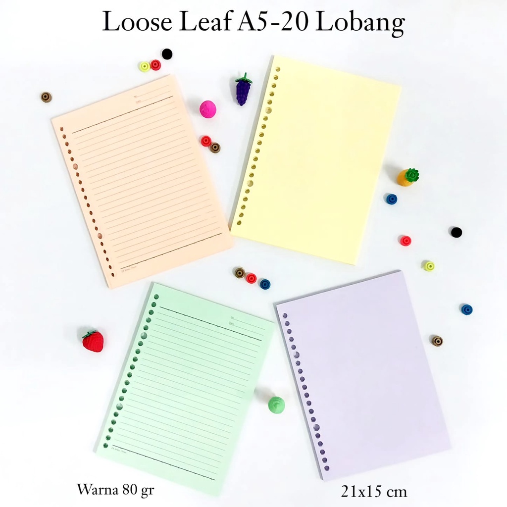 

MJ Loose Leaf GASTA A5-50 20 Ring Warna 80gr/Kertas Binder