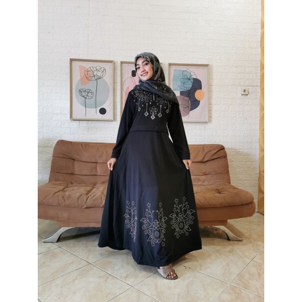 gamis hitam blink FREE HIJAB