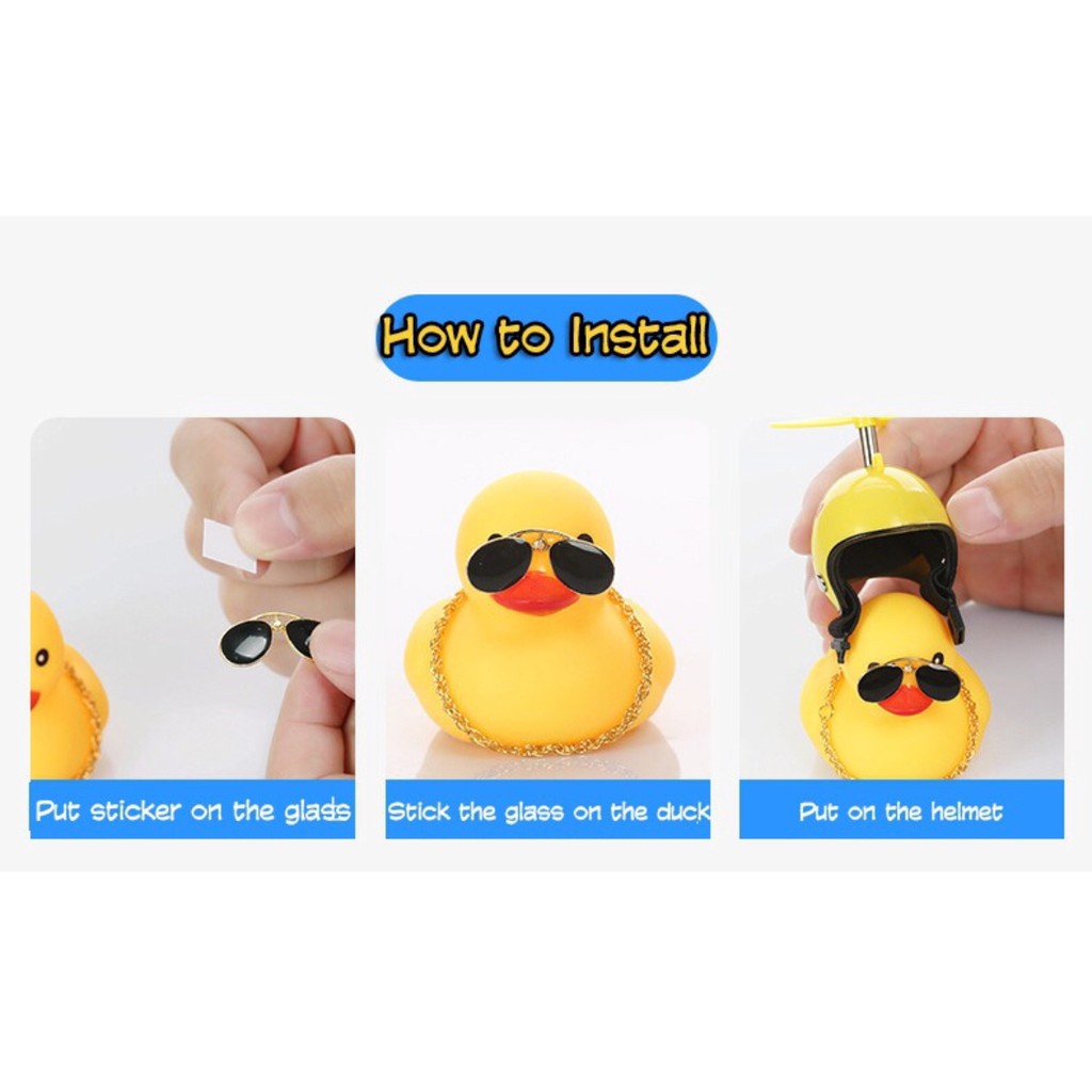 Bebek kuning kecil bebek hlem Boneka mobil sebeda motor LED Baling baling Z0203