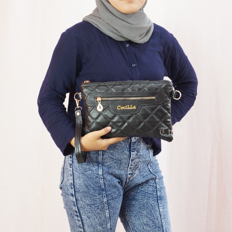 TUAH SLIMBAGS | SL Clutch CeciLLa Dua Ruang Premium Series High quality Clutch 19/ Handbag Wanita / Dompet Hp Dan Uang Wanita Terbaru &amp; Terlaris / Tas Selempang Wanita / Tas Wanita