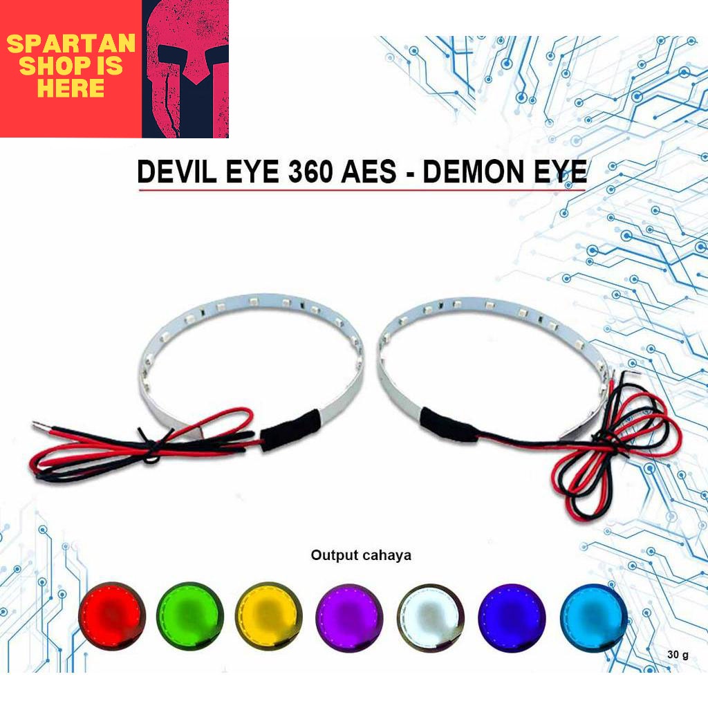 Lampu Devil Demon Eye 360 LED Eyes Variasi Mobil Motor Universal Pasangan Alis Mata Setan Projie