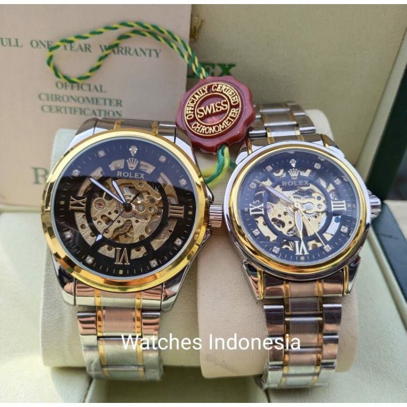 Jam Tangan Coupel Otomatis Terlaris Rantai Automatic Rolex Tanpa Baterai Sepasang