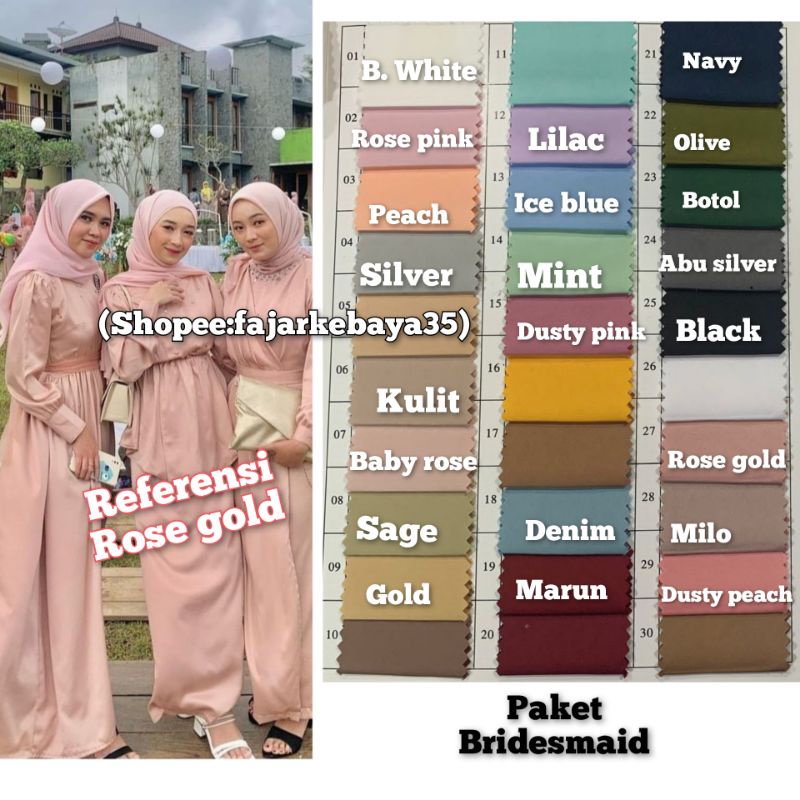 PAKET BRIDESMAID POLOSAN, SERAGAM KELUARGA/PAKET KAIN POLOS VELVET SILK (By: cavali)