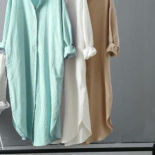 ✵ TUNIK WANITA MURAH PUTIH - AZKIA TUNIK KATUN RAYON - KEMEJA WANITA CASUAL POLOS LENGAN PANJANG < ▼