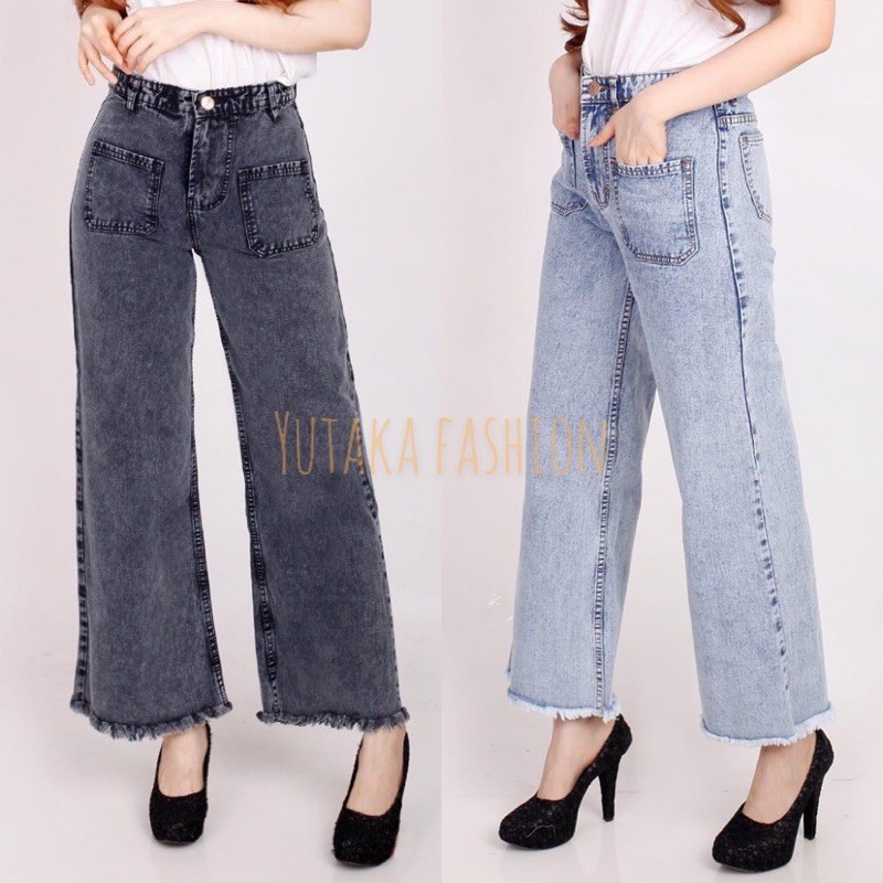 (Bisa COD) Kulot panjang / AF OFFICIAL- Highwaist Cullote/Kulot Jeans Unfinished ( rawis )