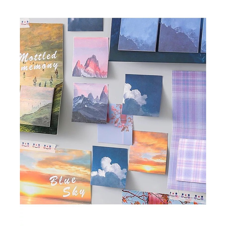 [littlecrab] Sticky Note Galaxy Angkasa Weather Cuaca Note Lucu Elegan Aesthetic Summer Flower Blue Sky Memo Sticky Notes Unik 3 in 1 Berkualitas