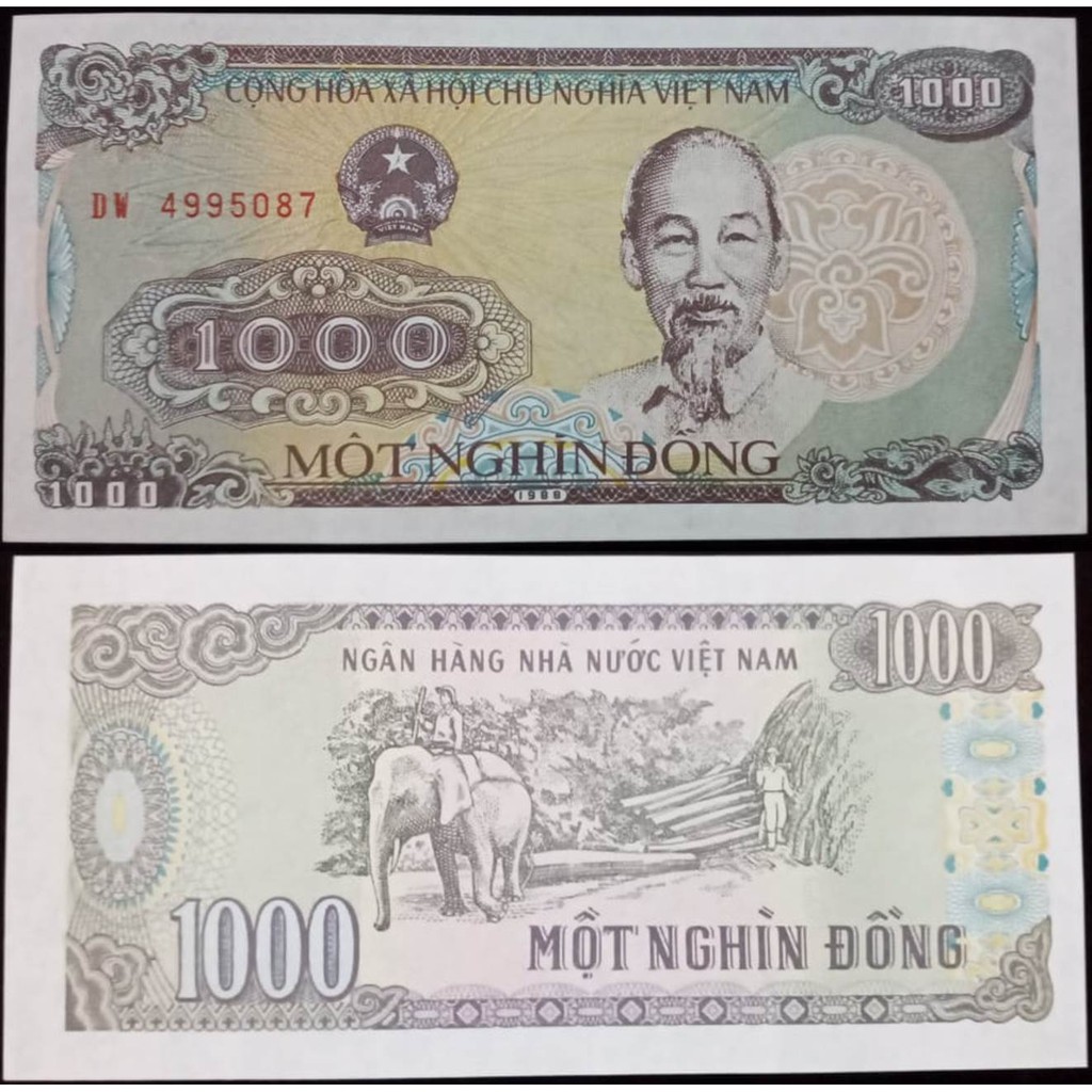 Uang Kuno Vietnam 1000 Dong Tahun 1988 aUNC/UNC