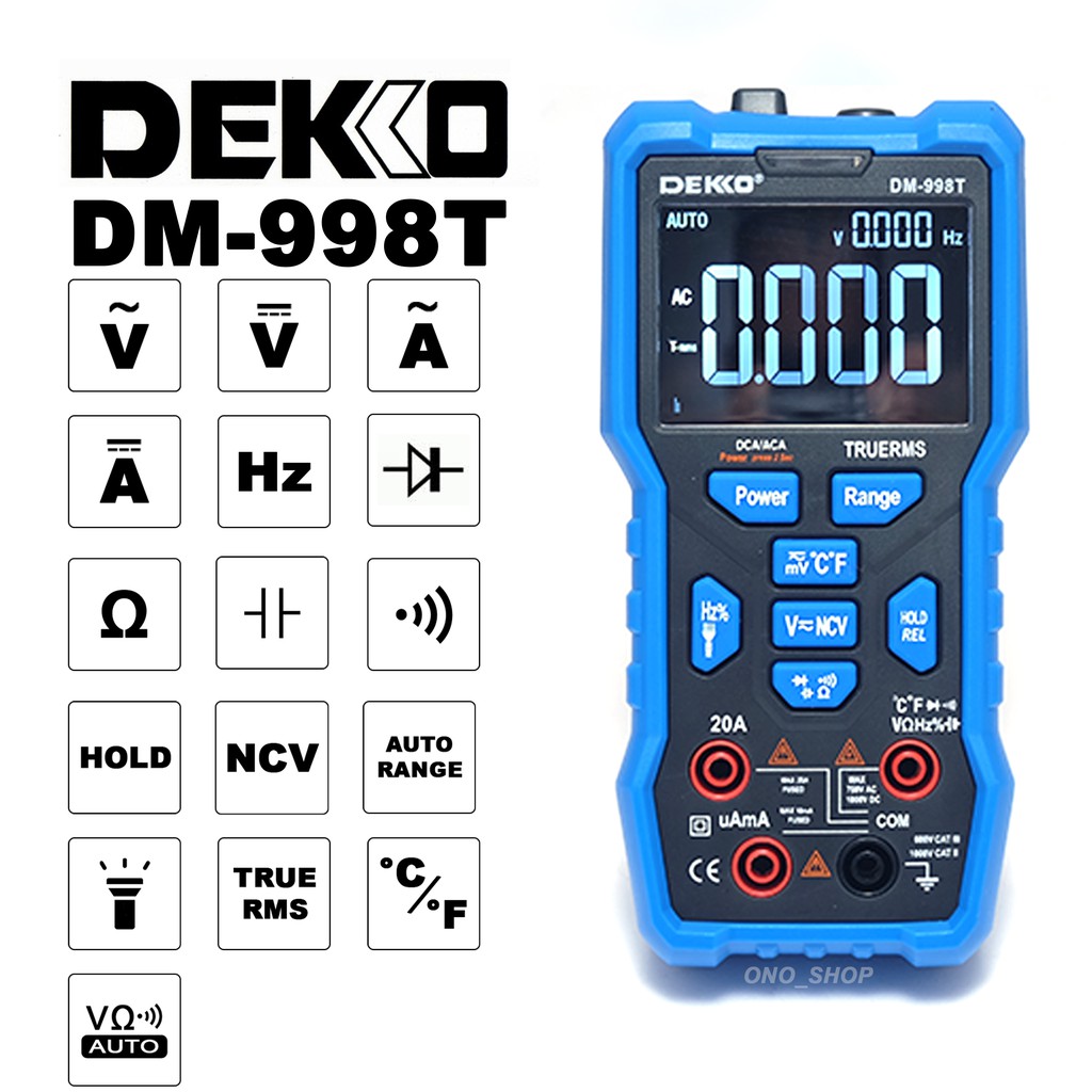 Digital Multimeter Auto Range - True RMS - Dekko DM-998T