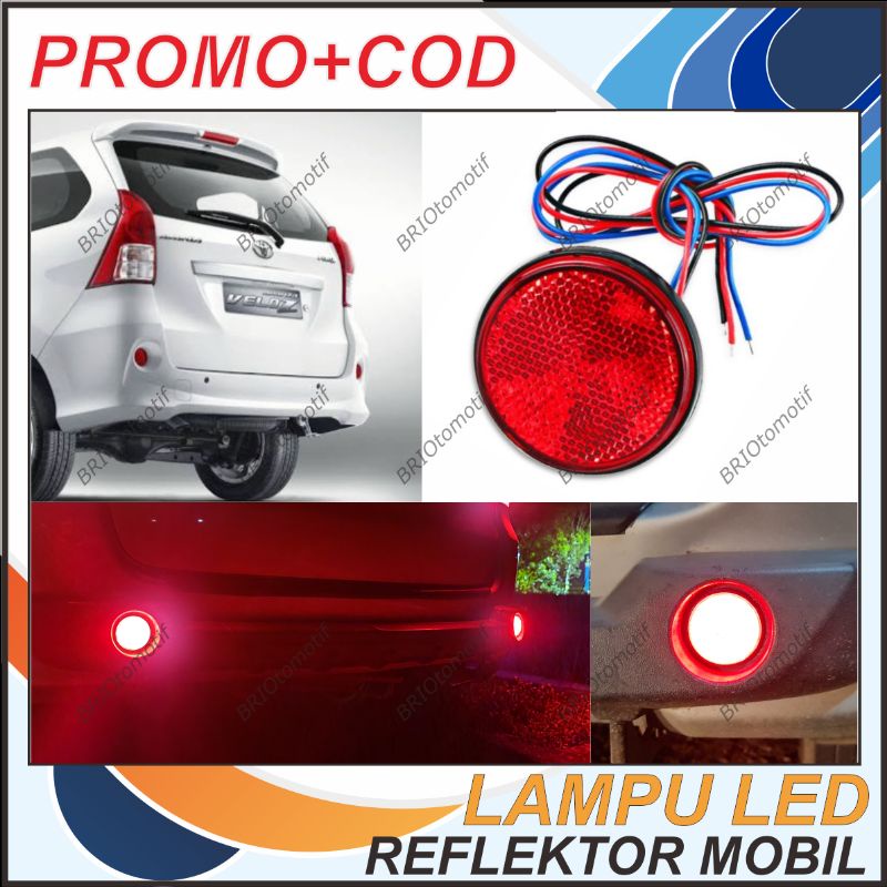 LAMPU REFLEKTOR MATA KUCING BULAT LED REM KEDIP MOBIL MOTOR NMAX AVANZA VELOZ MERAH