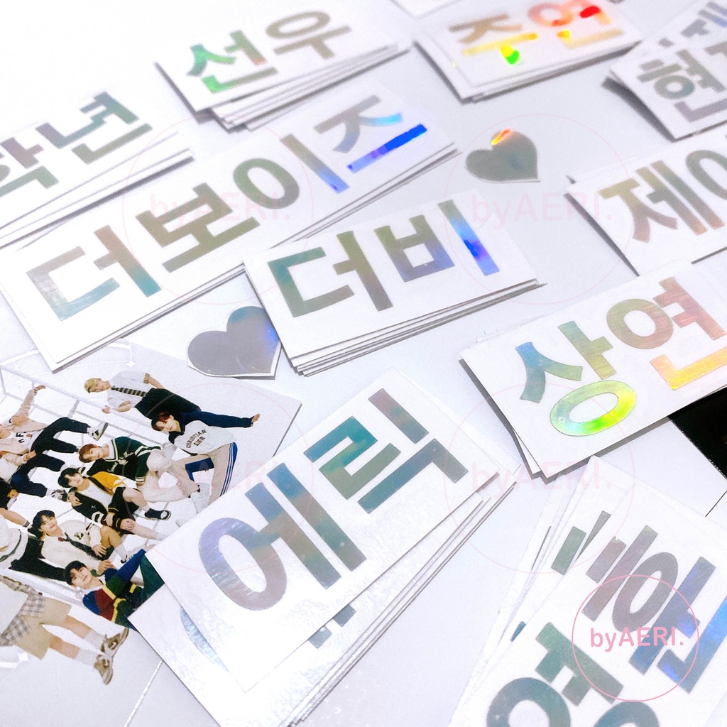 THE BOYZ HOLOGRAM CUTTING STICKER (Kpop Stiker Nama Hangul Member Logo Lightstick)