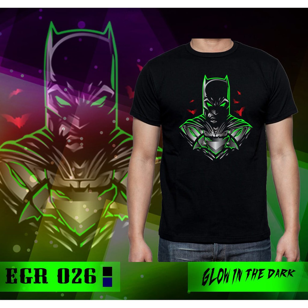 Kaos Baju Batman New Glow In The Dark Tshirt Superhero Rhymes Import