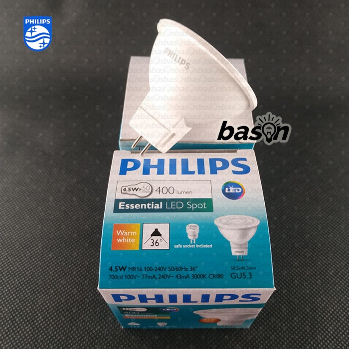 PHILIPS Essential LED MR16 4.5W 36D 100-240V - 3000K atau 6500K