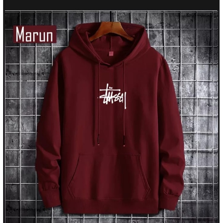 STUSSY - SWEATER HOODIE STUSSY FULLOVER JUMBO HOODIE PRIA WANITA FLEECE PREMIUM TEBAL TERMURAH