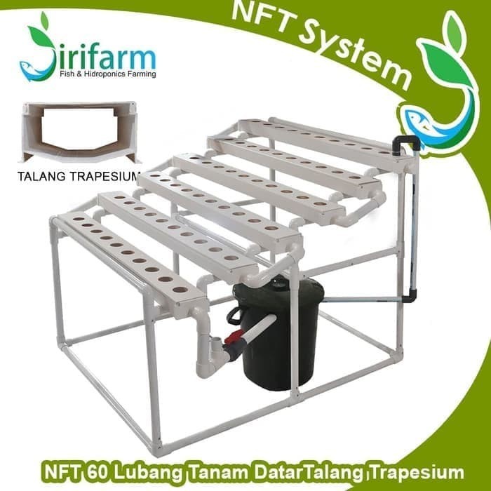 Jirifarm 12523 Hidroponik Paket Tanam NFT 1M Talang Trapesium 60 Lubang